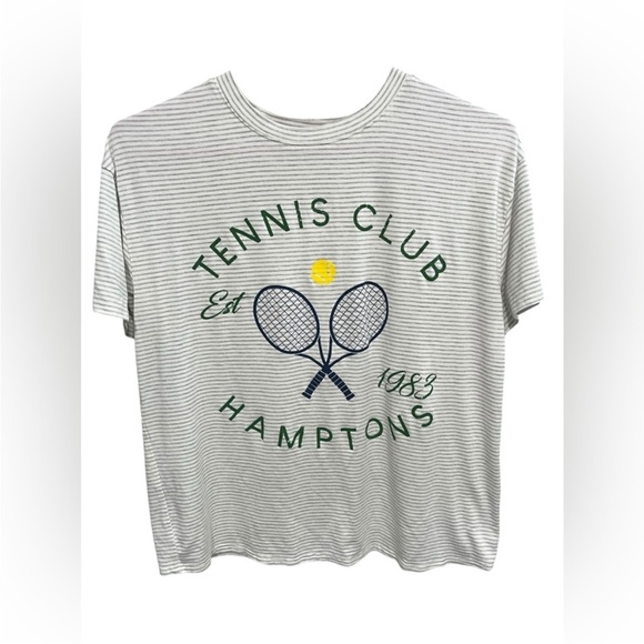 Green Envelope Tops - Hampton’s Woman’s Striped Tennis T-Shirt - Small